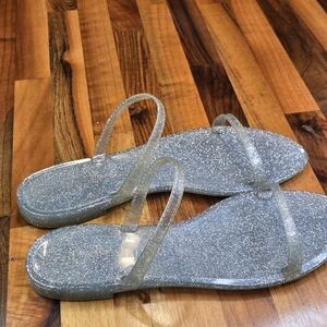 Stuart Weitzman Glitter Jelly Slide Sandals - 8